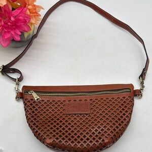 Patricia Nash Brown Leather Lattice Carmel Color Crossbody Bag BRN8292D
